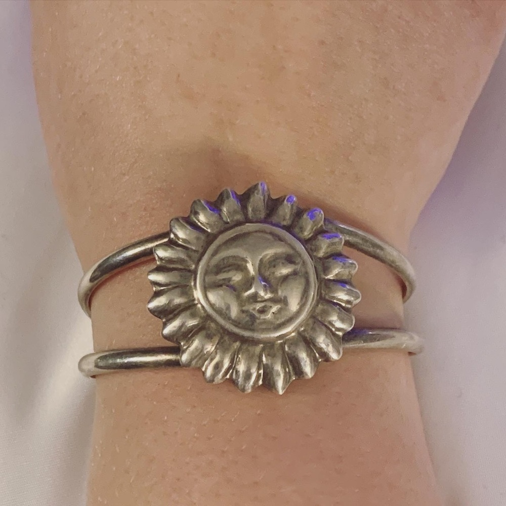 Vintage sun sterling silver cuff bracelet